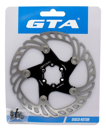 Disco Freio Rotor Bike 6 Furos 180mm Mtb Gta Elite Pta/pto Cor Prata C/ Preto