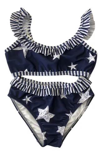 comprar Malla Bikini Nena Estampado Rayas Volados Bianca Mare 25279