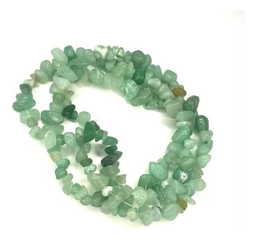 Kit 2 Fios De Cascalho Grande Cristal Quartzo Verde Natural Verde-claro