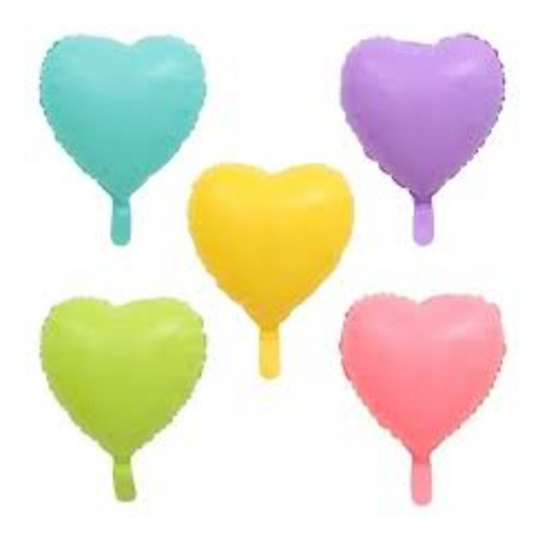 Globo Corazon Colores Pastel 18 Pulgadas Foil 12 Unidades 