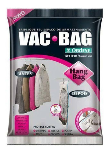 Saco A Vácuo Com Cabide Roupas- Vac Hang Bag 70 X 120 Ordene