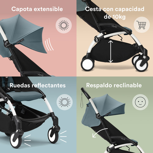Carriola Stokke® Yoyo3 Blanco Con 6+ Color Pack Aqua