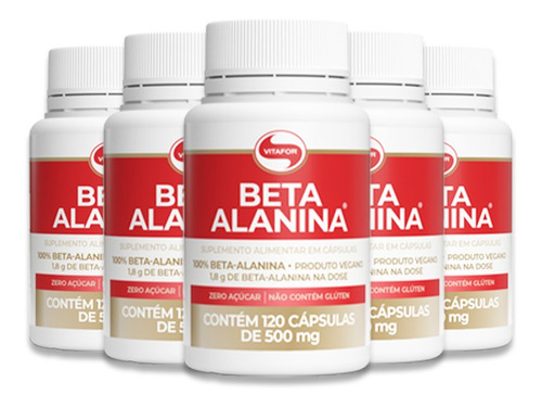 Kit 5 Beta Alanina Vitafor 120 Cápsulas Sabor Sem sabor