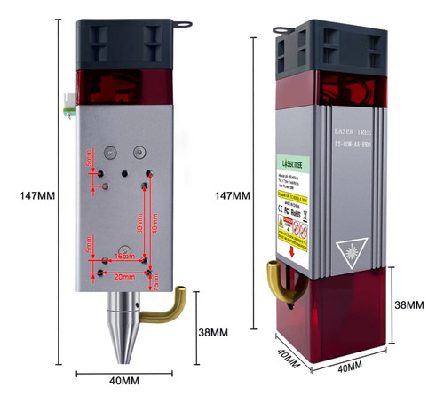 Módulo Cabeça Do Laser 40w Para Máquina Cnc/router 12V