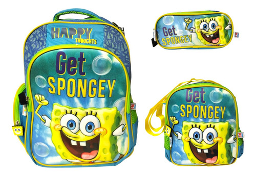 Kit Mochila Lonchera Y Lapicera Bob Esponja Primaria Vs1432