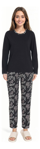 Pijama Mujer Full Print Negro Fashion's Park