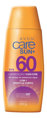 Protetor Solar Fps 60 2 Em 1 Rosto Corpo Care Sun+ 200g Avon