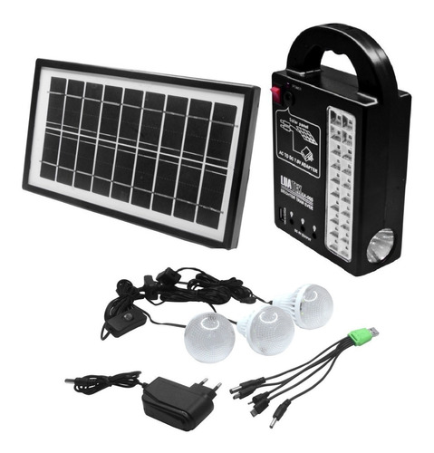 Led Recarregável Luminária Painel Solar Bateria Portátil Kit