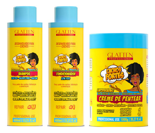 Glatten Cachos Fortes Shampoo E Condicionador E Creme Pentea