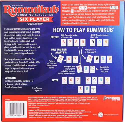 Edicion Para Seis Jugadores De Rummikub: El Clasico Juego...