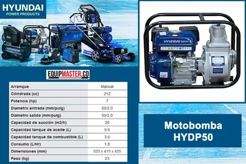 Motobomba presión HYUNDAI 2x2 gasolina 7hp 