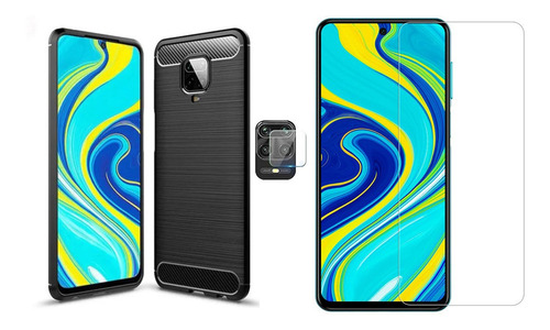 Funda Carbono + Vidrio + Cam P Xiaomi Redmi Note 9 Pro / 9s 