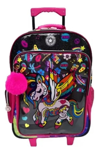 Mochila Escolar Espalda 18 P Carrito Primaria Niña Unicornio