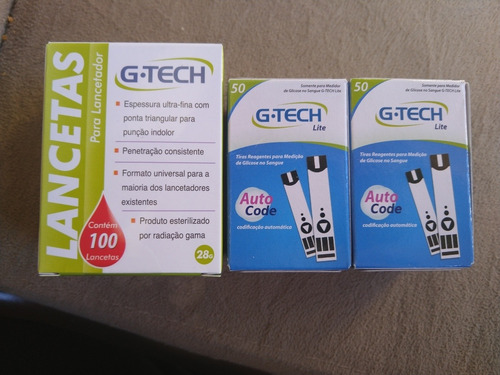 Imagem 2 de 3 de 100 Tiras Reagentes Medição De Glicose G-tech Free Lite + 10