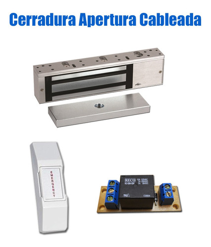 Kit Control Acceso Cerradura 280kg Pulsador Fuente Rele