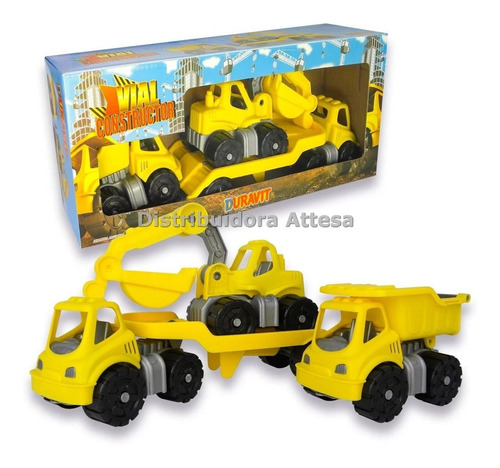 Set X 3 Mini Camion Trailer Excavadora Volcador Duravit Caj