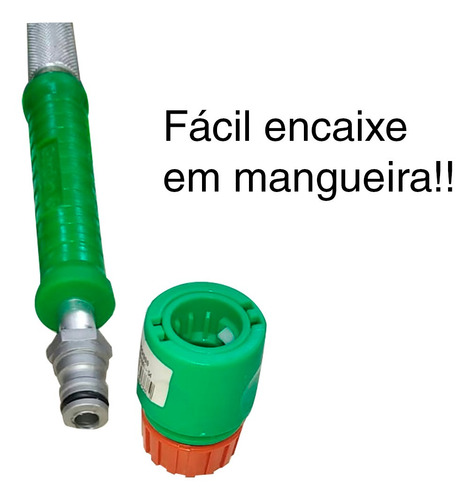 Imagem 2 de 6 de Esguicho Mangueira De Alta Pressao Longo Metal 60cm 2 Bicos