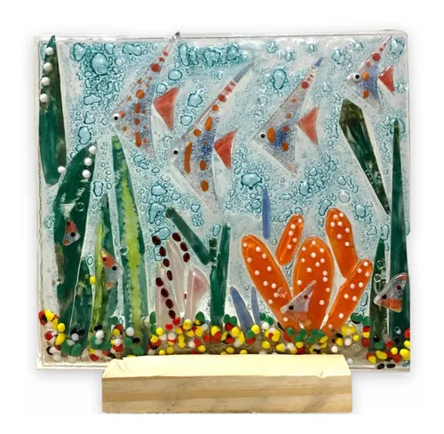 Cuadro Artesanal En Vitrofusion Con Base