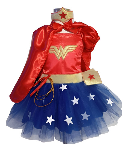 Disfraz Cosplay Superheroes Vestido Tutu Mujer Maravilla 1 Rojo Y Azul 12