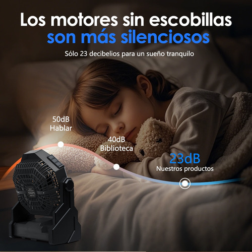 Ventilador De Camping Recargable Portátil Con Luz Led
