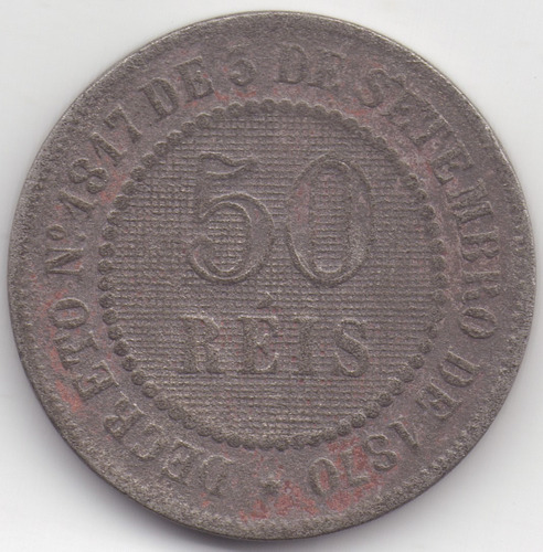 Moeda 50 Réis - 1886 Império - Decreto Nº 1817 De 05/09/1870