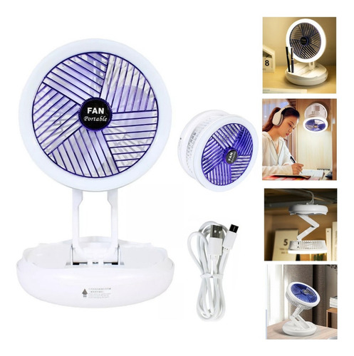 Li Ventilador Portátil Recargable Fan Con Luz Pequeño