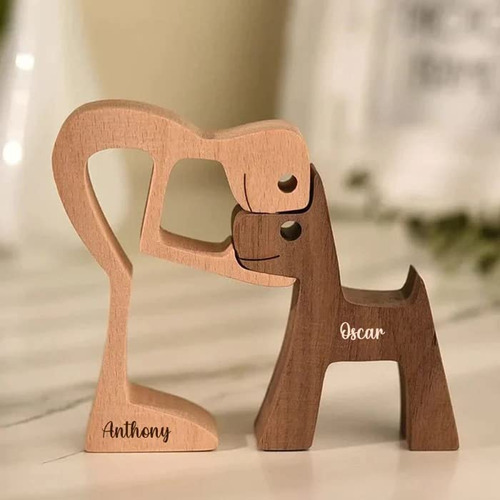 Regalo Para Amante Mascota - Escultura Madera Adorno Mesa