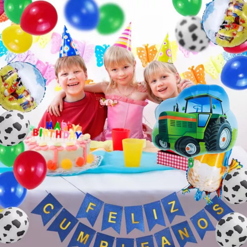 Punimo - Set De Globos Para Fiesta De Cumpleaños Temático La Granja Zenón Bartolito Con Animales, Decoración Infantil Y Números (49 Piezas)