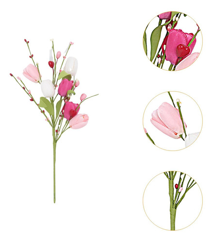 5x Ramas De Flores De Tulipán Artificiales Arreglo Floral