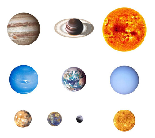 Calcomanías Luminosas Para Pared, 9 Piezas Planetas S