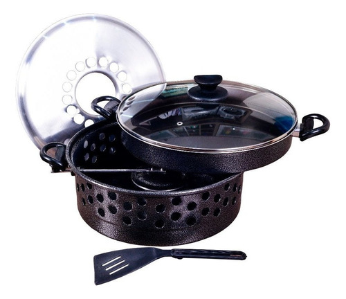 Churrasqueira Panela Grill Antiaderente Picanheira C/t Vidro Cor Preto