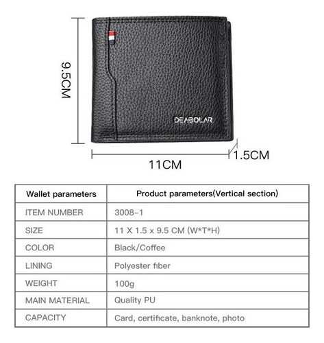 Navidad Cartera Caballero Corta Tarjetero De Piel Regalo