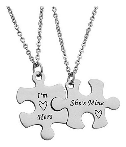 Collar - Beeshion Gay Couple Gift Puzzle Necklace Set Gay Co