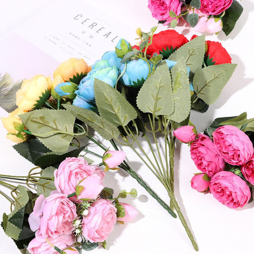 . Bouquet De Peonías, Rosas Artificiales, Flores