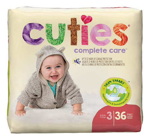 Cuties - Panal Para Bebe, Talla 3, 16 A 28 Libras, Cr3001, 3