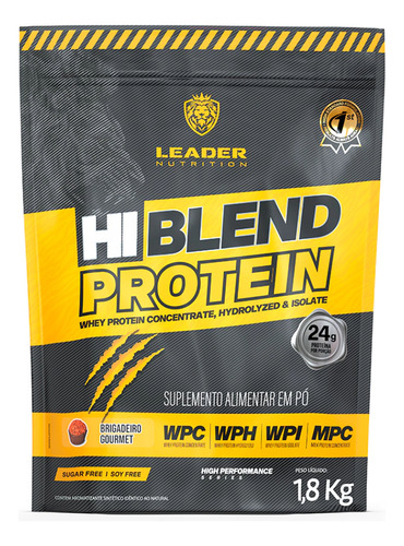 Whey Protein Hi Blend S/ Soja 1.8kg  Leader Nutrition Sabor Brigadeiro Goumert