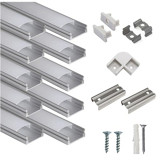 Sistema De Canal De Aluminio Led Forma De U De 10 Paque...