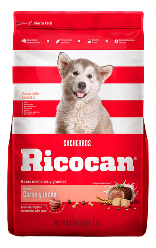 Comida Cachorro Medianos Y Grande Ricocan Carne Y Leche 22kg