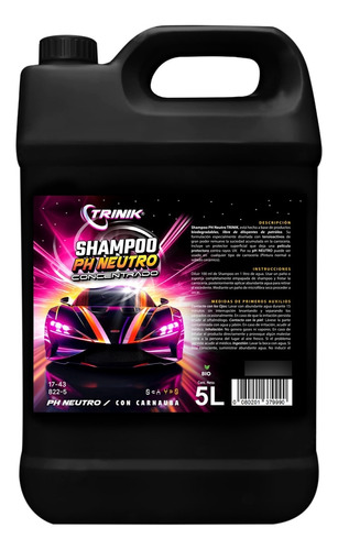 Shampoo Premium Automotriz Ph Neutro Trinik 5 L