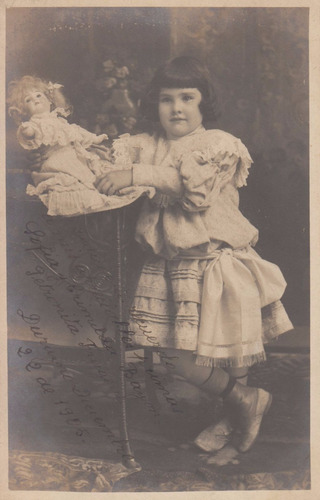 1905 Antigua Postal Fotografia Real Niña Y Muñeca Uruguay 