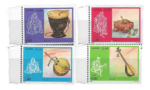 #60011 Argelia 1984 Instrumentos De Musica Arte Yv818-21 Mnh