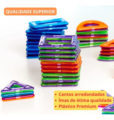 Brinquedo De Imã Infantil Blocos Magnéticos Com Maleta