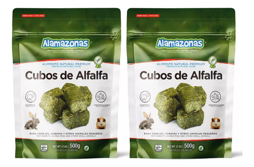 Kit 2 Cubos De Alfalfa Snack Conejo 500g Rabbit Alamazonas