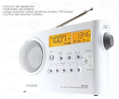 Radio Digital Am Fm Sangean Prd4 Alarma Reloj Memorias Sleep