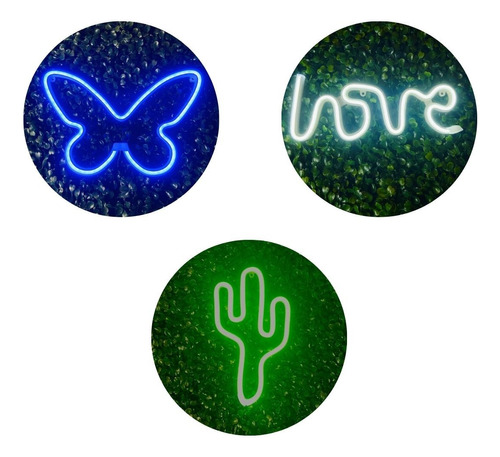 Trio Luminárias Neon Led Kit 1 Instagramavel Luz Bivolt 