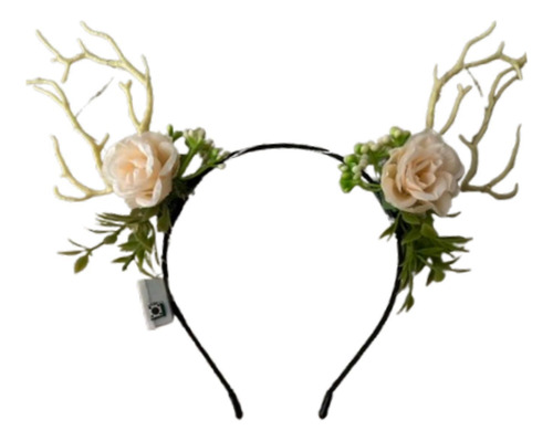 Diadema Con Flores Y Cuernos De Ciervo Iluminados Con Led