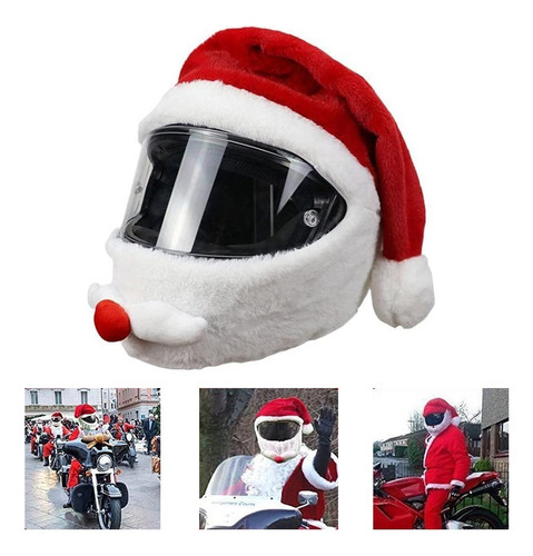 Sombrero Decorado Con Casco De Motocicleta De Papá Noel