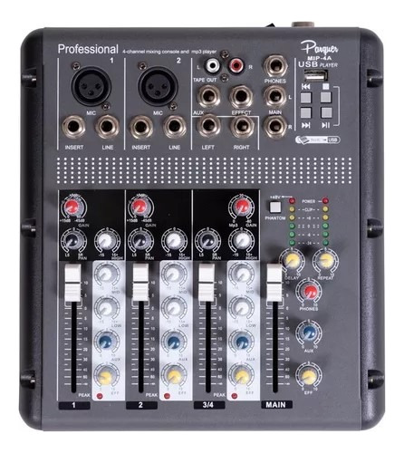 Mixer Consola 4 Canales Parquer Usb Efectos Mp3 Phantom