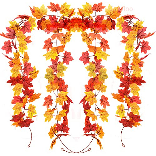 2 Pcs Maple Leaves Vine For Autumn Fall Garland Maple L...
