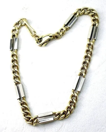 Pulsera De Oro 18 Kt Bicolor Unisex Goldantiques